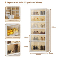 Étagère à chaussures pliable Garvee à 6 niveaux avec housse, robuste, anti-poussière, en PP+PS, pour entrée et salon, 6 ou 9 niveaux, transparente