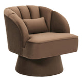 Garvee Fauteuil Pivotant Ultra-Doux 360° en Velours, Confort Ergonomique, Bois Renforcé, Salon et Coin Lecture, Moderne Rayé, Bleu - 