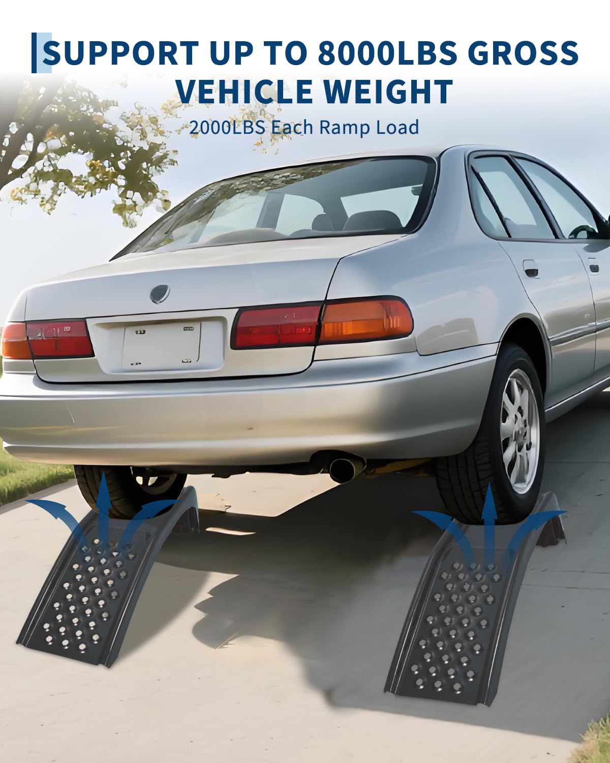 Ponts élévateurs Garvee robustes pour véhicules, capacité de 3630 kg, 2 pièces, acier, antidérapants, hauteur de levage de 20 cm, noirs, pour atelier et garage