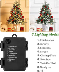 Sapin de Noël artificiel Garvee, lot de 2 – 90 cm, 78 LED à fibre optique (blanc chaud), 8 modes d'éclairage, socle flocon de neige