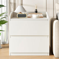 Garvee Table de chevet blanche, table de nuit pour sommier tapissier, commode de nuit à 2 tiroirs, montage facile, peut servir de table d'appoint, de table basse, de meuble de rangement ou de table basse pour la chambre ou le salon.