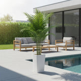 Garvee palmier artificiel areca de 146 cm avec pot blanc haut, feuilles réalistes, PEVA imperméable, décoration intérieure pour salon ou bureau - 4,8 Fuß