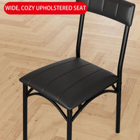 Garvee Lot de 2 chaises de salle à manger rembourrées, revêtement en cuir PU noir, dossier confortable, montage facile, pour cuisine, salon et appartement
