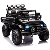 Garvee Voiture Électrique pour Enfants 12 V, Jeep Tout-Terrain Noir, 4 Roues Motrices, Télécommande 2,4 GHz, Éclairage LED et Musique, 3 à 8 Ans - Noir