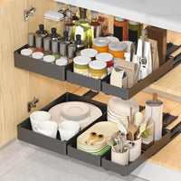 Organisateur de placard coulissant Garvee, format moyen 18 cm, tiroirs coulissants pour placards de cuisine, rangement sous évier, blanc
