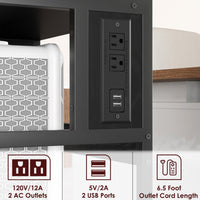 Garvee support pour imprimante mobile grand format avec 2 ports secteur et 2 ports usb, réglable sur 3 niveaux, en métal et MDF, 4 roues avec freins, étanche, pour le bureau et la maison, 52 × 40 × 80 cm