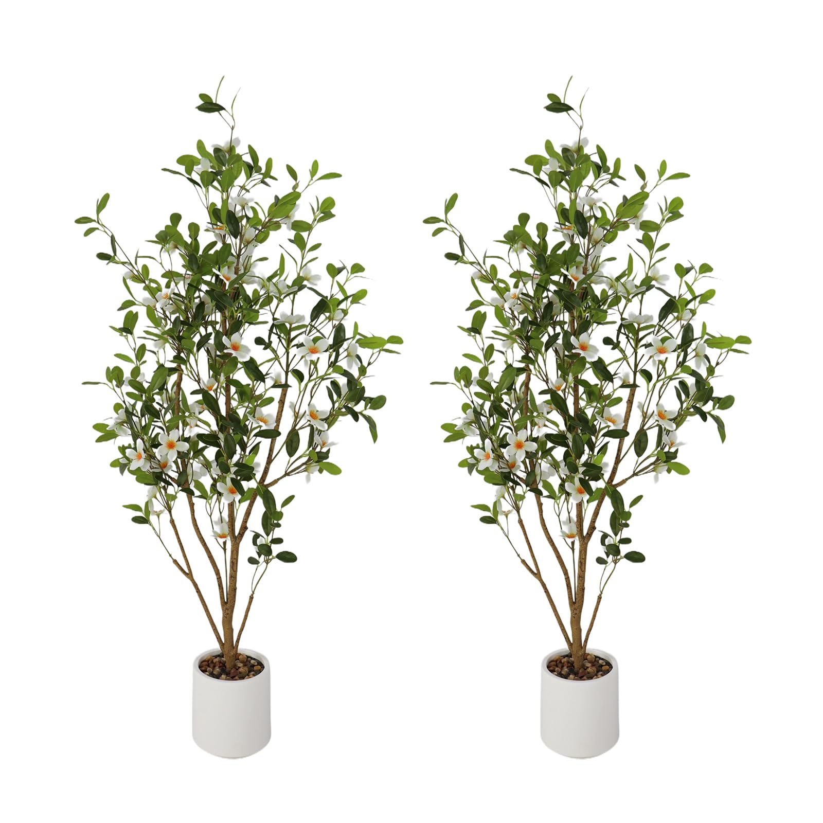 Lot de 2 arbres artificiels d'intérieur Garvee de 1,20 m, réalistes, sans entretien, durables, polyvalents et verts.