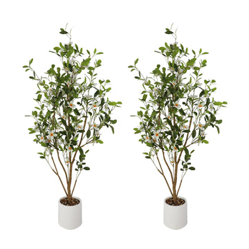 Lot de 2 arbres artificiels d'intérieur Garvee de 1,20 m, réalistes, sans entretien, durables, polyvalents et verts.