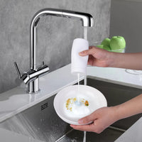 Distributeur de liquide vaisselle rechargeable Garvee, bouteille en silicone avec séparateur pour cuisine et salle de bain, blanc, facile à presser