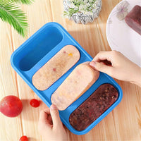 Boîtes de congélation en silicone Garvee avec couvercles, 4 cubes, sans BPA, empilables, bleues, pour le congélateur et la cuisine, gain de place