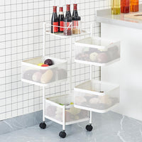 Garvee Chariot de rangement rotatif 4 niveaux en acier carbone avec roulettes, pour chambre d'enfant, cuisine et organisation des jouets