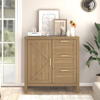 Garvee buffet avec espace de rangement, étagères réglables, MDF et bois massif, style campagne moderne, couleur or, idéal pour le salon et la cuisine