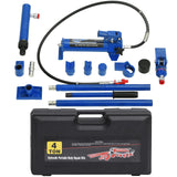 Garvee Cric Hydraulique 4 t Avec Kit Porta Power Pour Garage Et Ferme, Pompe Robuste, Tuyau 1,4m, Mallette HDPE - 4 t & Plastic Tote & Bleu