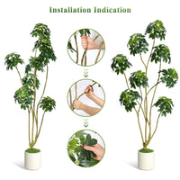 Arbre parasol artificiel Garvee de 1,83 m (6 pi) de haut, plusieurs tiges, pot en PE blanc, pour la décoration de la maison et du bureau, 178 x 70 cm (70 x 27,5 po).