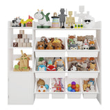 Garvee organisateur de jouets enfants 110 cm avec 8 bacs amovibles, 4 étagères, MDF robuste, design moderne blanc, sécurisé anti-basculement, salle de jeux - Blanc