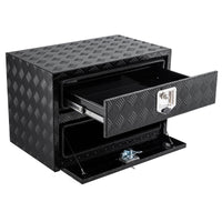 Coffre à outils Garvee 24 pouces en aluminium avec tiroir, organisateur à deux niveaux, étanche, montage sous plancher, pour camionnette, VR, remorque, argent