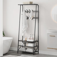 Garvee Porte-manteau et banc à chaussures 4 en 1, structure en métal et aspect bois – Rangement pour couloir, entrée et salon