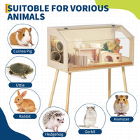 Garvee Cage pour hamsters avec pieds, grand enclos, fenêtre en acrylique anti-morsure, dessus ouvert, facile à nettoyer