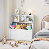 Étagère pour enfants Garvee avec rangement pour livres et jouets, multifonctionnelle, stable et sûre, en MDF blanc, idéale pour la salle de jeux ou la chambre d'enfant, 90 x 42 x 92 cm