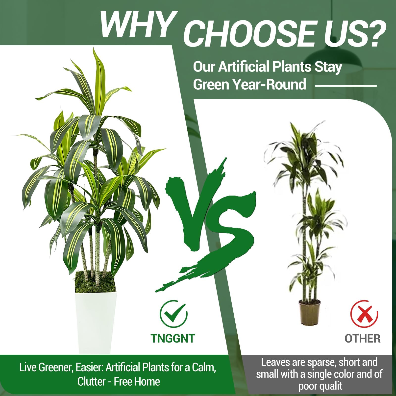 Arbre dragon artificiel Garvee 150 cm avec pot de fleurs blanc pour salon, balcon ou bureau, décoration tropicale verte