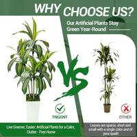 Arbre dragon artificiel Garvee 150 cm avec pot de fleurs blanc pour salon, balcon ou bureau, décoration tropicale verte