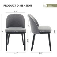 Ensemble de 2 chaises de salle à manger Garvee rembourrées, style moderne, en tissu, avec coussins épais, pieds en bois et dossier incurvé, couleur grise, idéales pour la cuisine, les restaurants et les cafés.