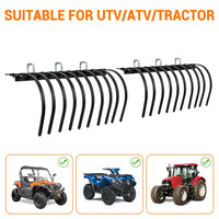 Râteau de jardin Garvee 60 pouces pour tracteur, VTT, UTV, 20 dents en acier, acier au carbone, noir, pour l'aménagement paysager