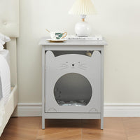 Garvee Bac à litière pour chat avec porte et aération, servant de table d'appoint pour le salon, 47,5 cm (L) x 50,8 cm (l) x 60,5 cm (H), gris