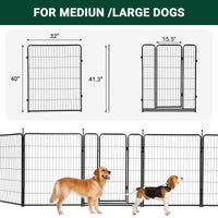 Garvee Aire de jeux pour chiens, clôture métallique robuste de 101,6 cm x 6,4 m avec large portail, revêtement en poudre, portable