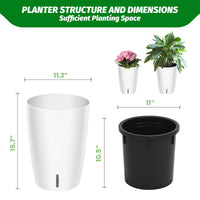 Garvee Lot de 2 jardinières à arrosage automatique de 40 cm (16 po) de haut, blanches, pour intérieur et terrasse