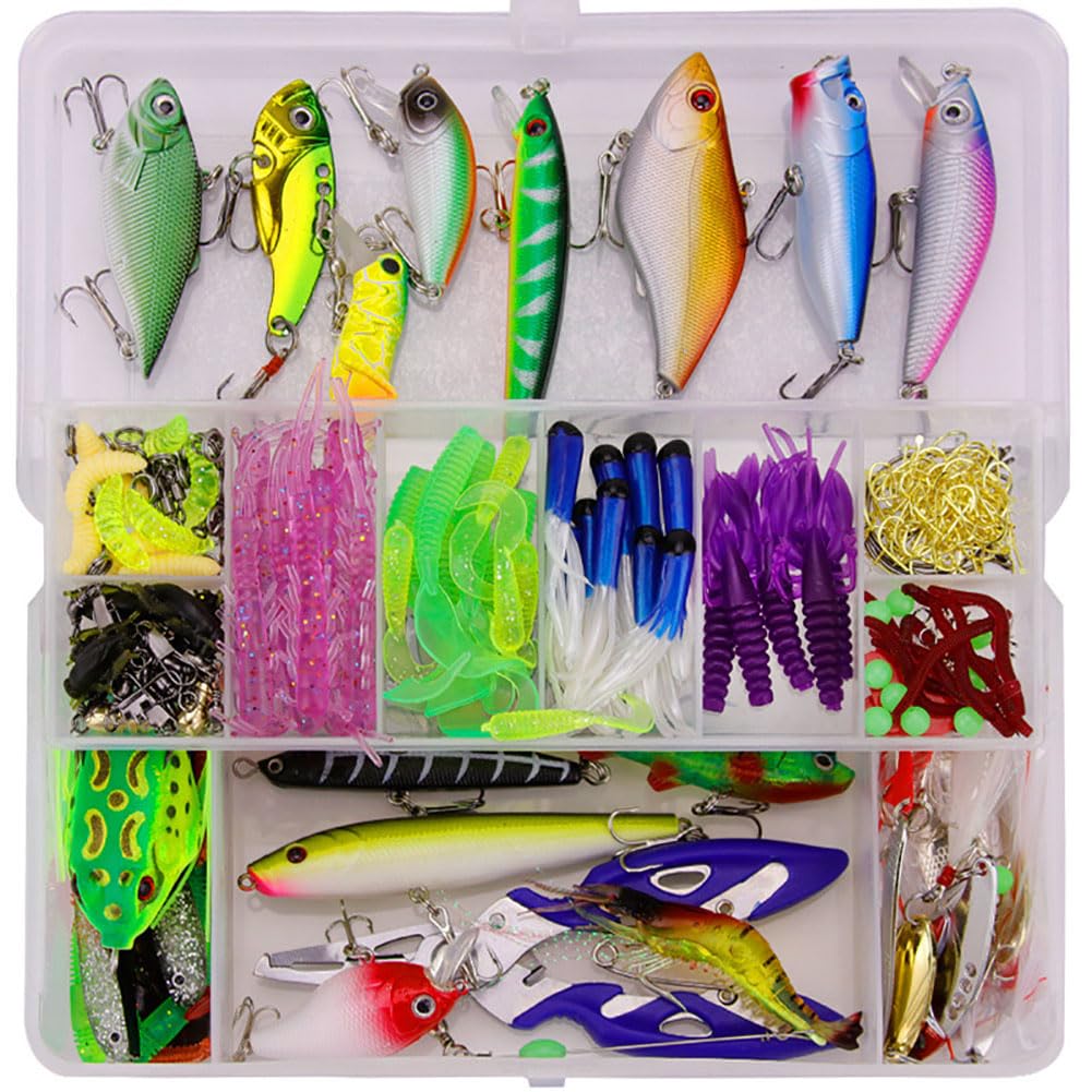 Coffret de pêche Garvee 301 pièces avec appâts, hameçons et coupe-fil pour la pêche au bar, à la truite et au saumon.