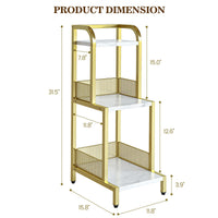 Étagère à 3 niveaux Garvee Small, étagère échelle dorée, structure métallique robuste, blanc marbré, salon, bureau, chambre