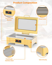 Ensemble professionnel Garvee Chafing Dish 9L en acier inoxydable, idéal pour les buffets, les traiteurs, les fêtes et les jours fériés.