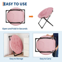 Fauteuil Garvee Saucer Lounge Chair avec structure dorée, revêtement surdimensionné en fausse fourrure, pliable pour chambre et salon, rose