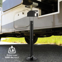 Garvee Lot de 2 béquilles stabilisatrices pour caravane et remorque, supports en acier antirouille, capacité 2 270 kg, hauteur réglable 53–87 cm, utilisation avec perceuse ou manivelle