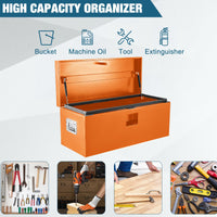 Garvee Coffre à Outils HHF 38 × 38 × 61 cm, Accès Rapide, Couvercle Rainuré, Étanche, pour Benne de Camion, Orange