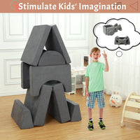 Canapé de jeu pour enfants Garvee, canapé modulaire 8 pièces, housse amovible en microfibre gris foncé, salle de jeux