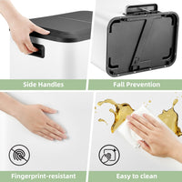 Poubelle double compartiment Garvee en acier inoxydable 30 L avec couvercle à fermeture douce, compacte et argentée, idéale pour les petites cuisines.