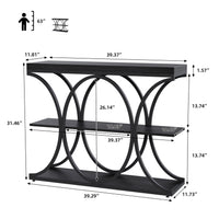 Console industrielle Garvee 39", 3 niveaux, avec base en métal et étagères en bois, pour entrée et salon, étroite, robuste et polyvalente