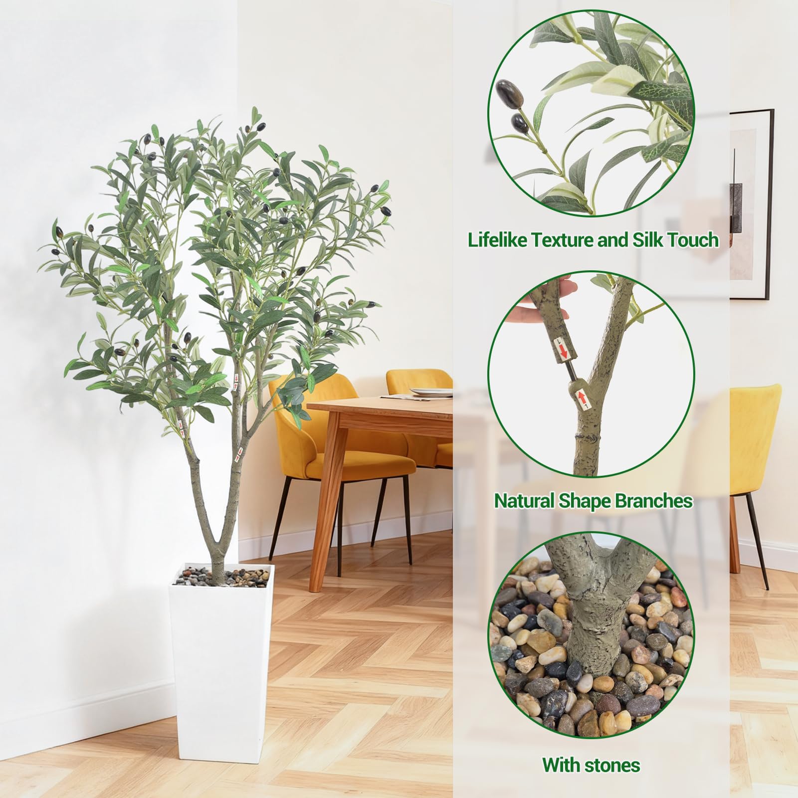 Arbre artificiel Garvee de 1,5 m (5 pi) pour intérieur, réaliste, facile à nettoyer, matériau de haute qualité, décoratif et polyvalent pour la maison et le bureau, vert.