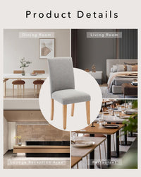 Chaises de salle à manger Garvee Parsons, lot de 2, rembourrées, ergonomiques, revêtement en lin, pieds robustes en bois d'hévéa, style moderne, pour la cuisine et le salon