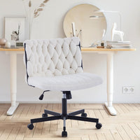 Garvee chaise de bureau criss cross à roulettes, assise large, sans accoudoirs, pivotante, structure en métal, pour ordinateur et coiffeuse, 66 cm, noire