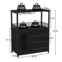 Garvee Meuble bar à vin à 3 niveaux avec casier à bouteilles amovible et porte-verres pour cuisine et bar, 69 cm (L)×35 cm (P)×92 cm (H)