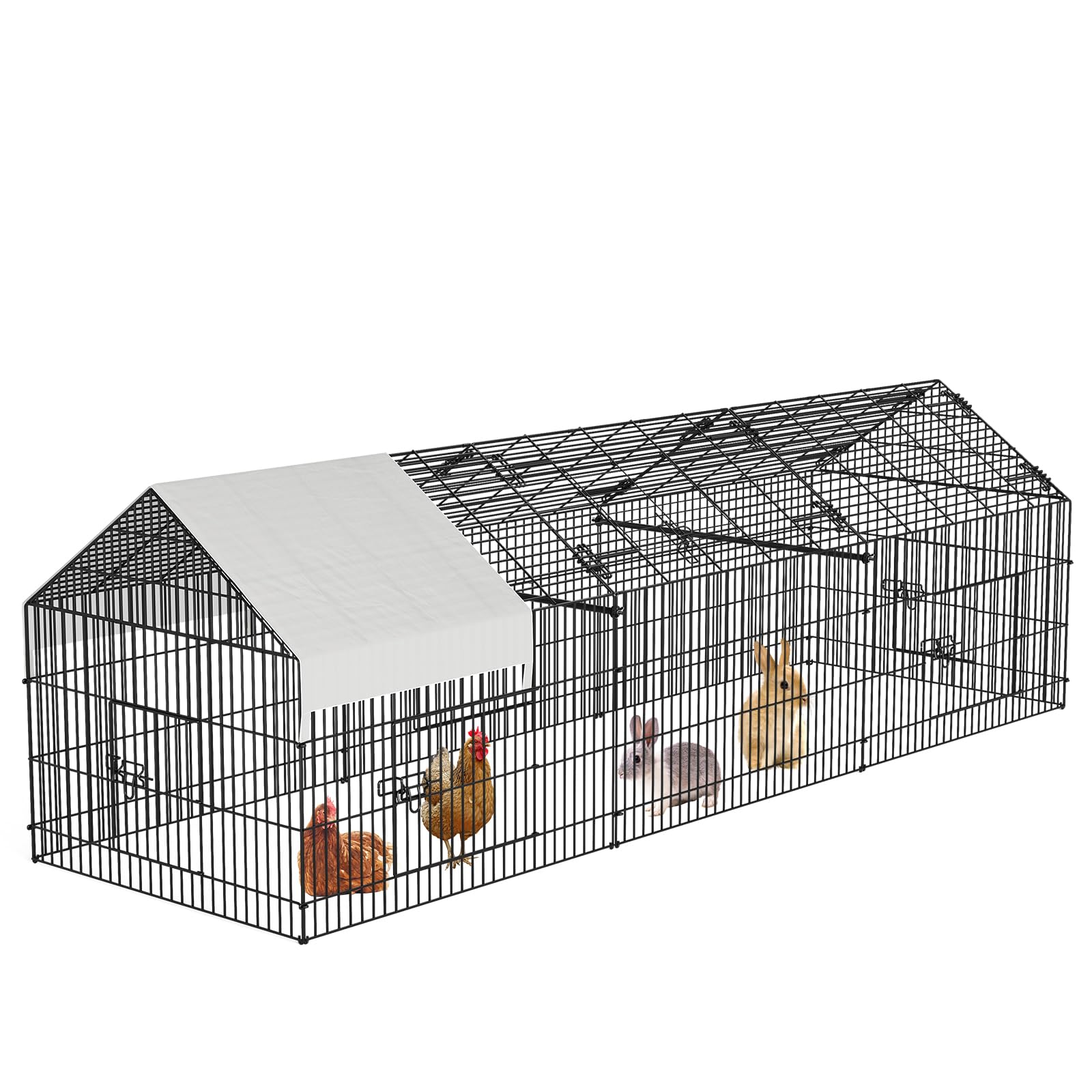 Poulailler métallique Garvee 330 x 101 x 101 cm, construction robuste, protection imperméable, idéal pour l'élevage de volailles au jardin ou à la ferme.