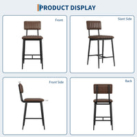 Ensemble de 2 tabourets de bar Garvee, revêtement en similicuir, rembourrage épais, pieds en métal, pour cuisine et îlot central, 65 cm, noir