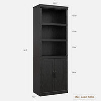 Garvee bibliothèque de style campagne avec portes, 5 niveaux, grand espace de rangement, MDF, salon, bureau, 31 cm (P) × 62 cm (L) × 175 cm (H)