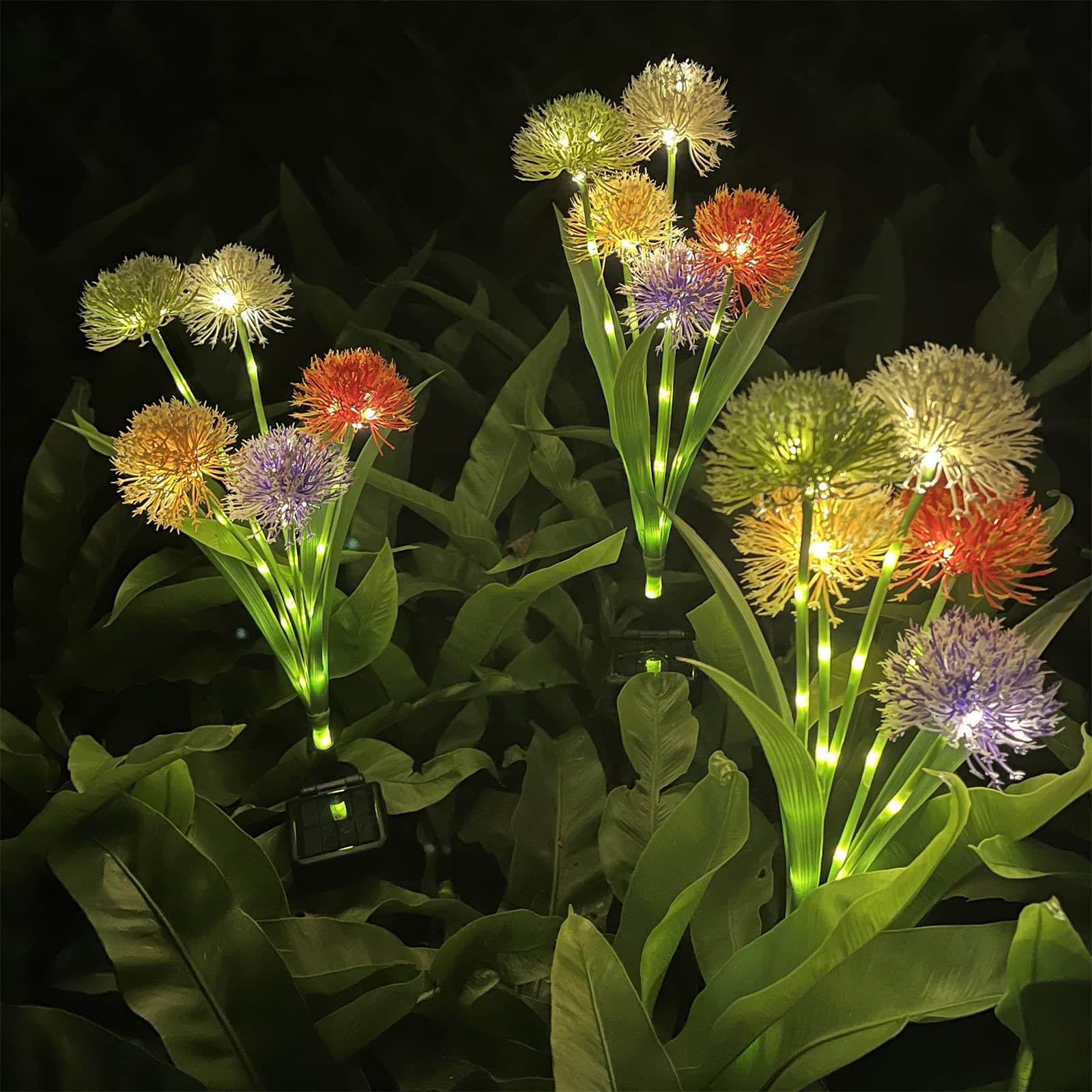 Lampes solaires de jardin Garvee, 5 têtes LED, motif pissenlit, étanches IP65, blanc chaud, en métal, éclairage extérieur, éclairage de chemin, éclairage de cour