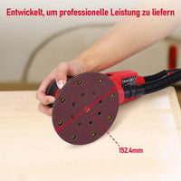 Ponceuse orbitale aléatoire Garvee 350 W, 150 mm, avec moteur sans balais pour un ponçage professionnel, 5 vitesses, faibles vibrations, ergonomique, noire