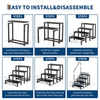 Escalier Garvee à 4 marches pour VR avec rampe, tapis antidérapants, capacité de charge de 300 kg, acier, portable, pour caravanes et piscines, montage rapide