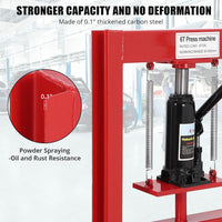 Presse hydraulique Garvee 6 tonnes, châssis en acier à cadre en H réglable pour atelier/garage, 6 tonnes, acier